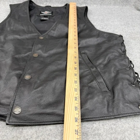 Vtg Harley Davidson Pathway Leather Vest Mens XL 98103-02VM Snap Chain Extenders - Picture 10 of 13